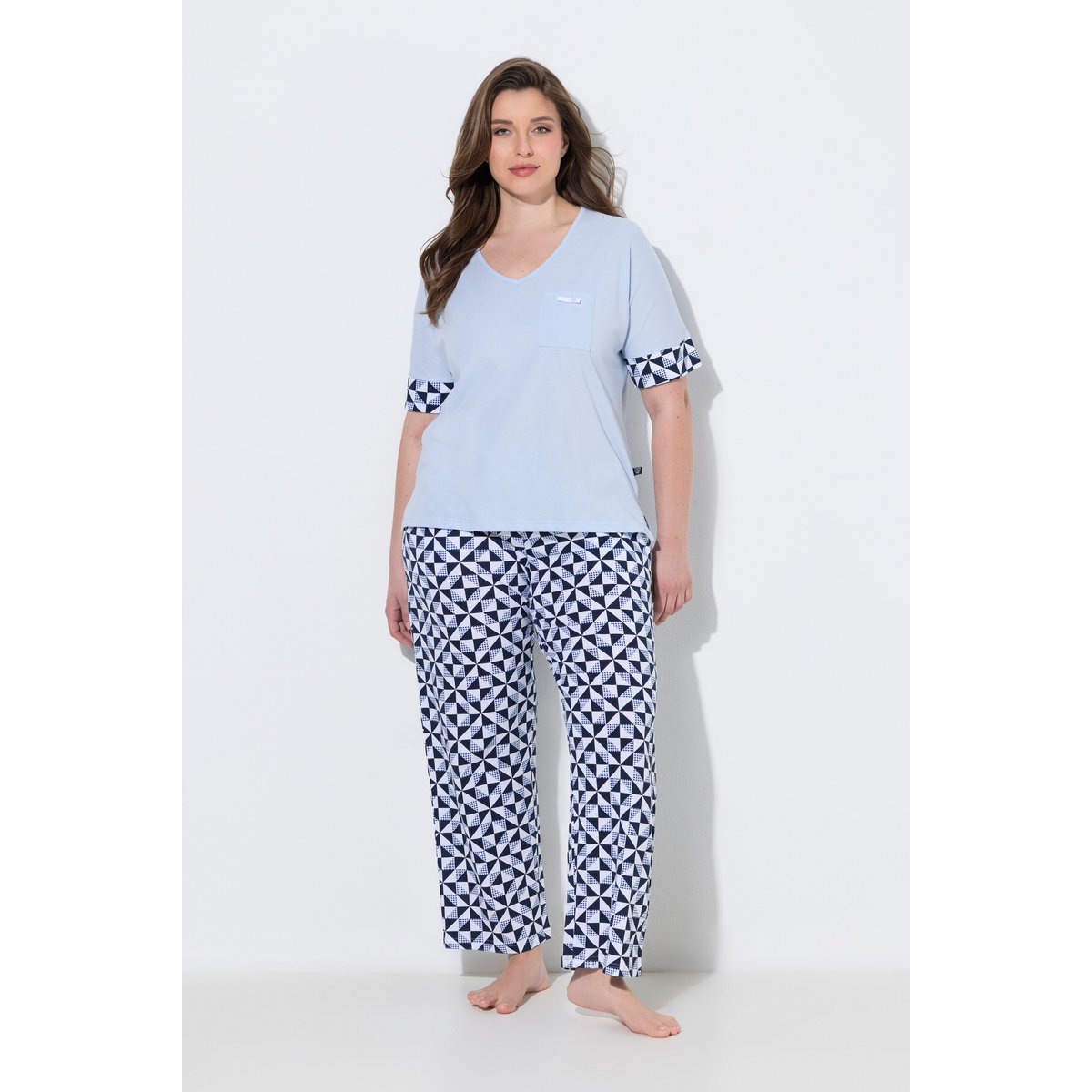 Pyjama deux pièces,motif à carreaux bleu clair, ULLA POPKEN