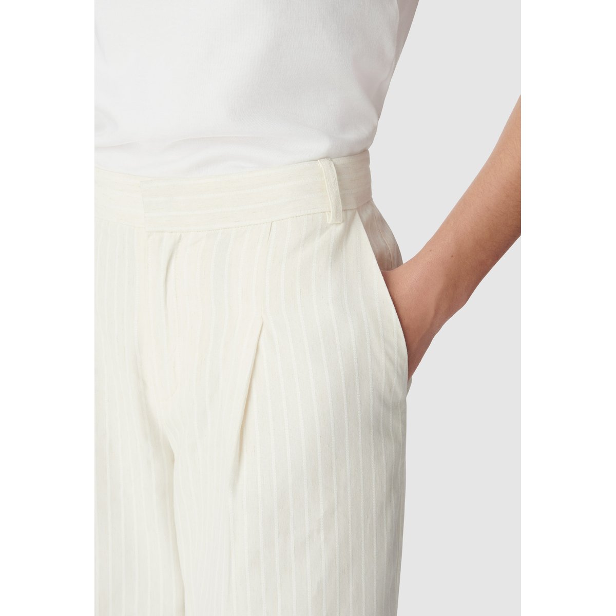 Pantalon de tailleur motif rayures ecru, IKKS