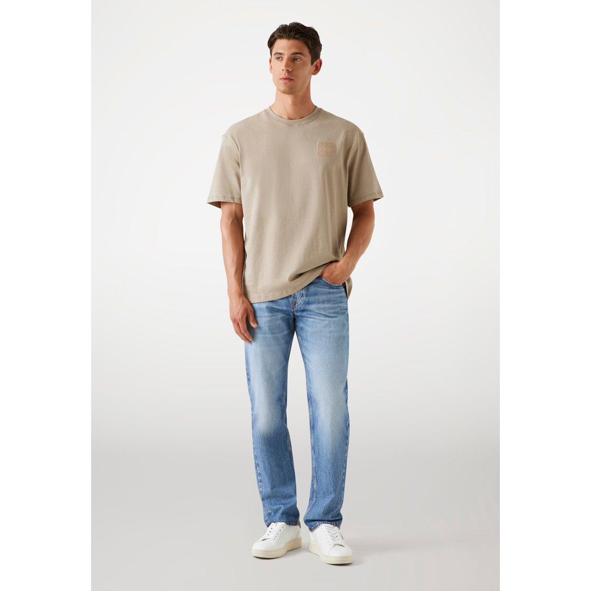 Jean Slim Imprimé Angels bleu, GUESS