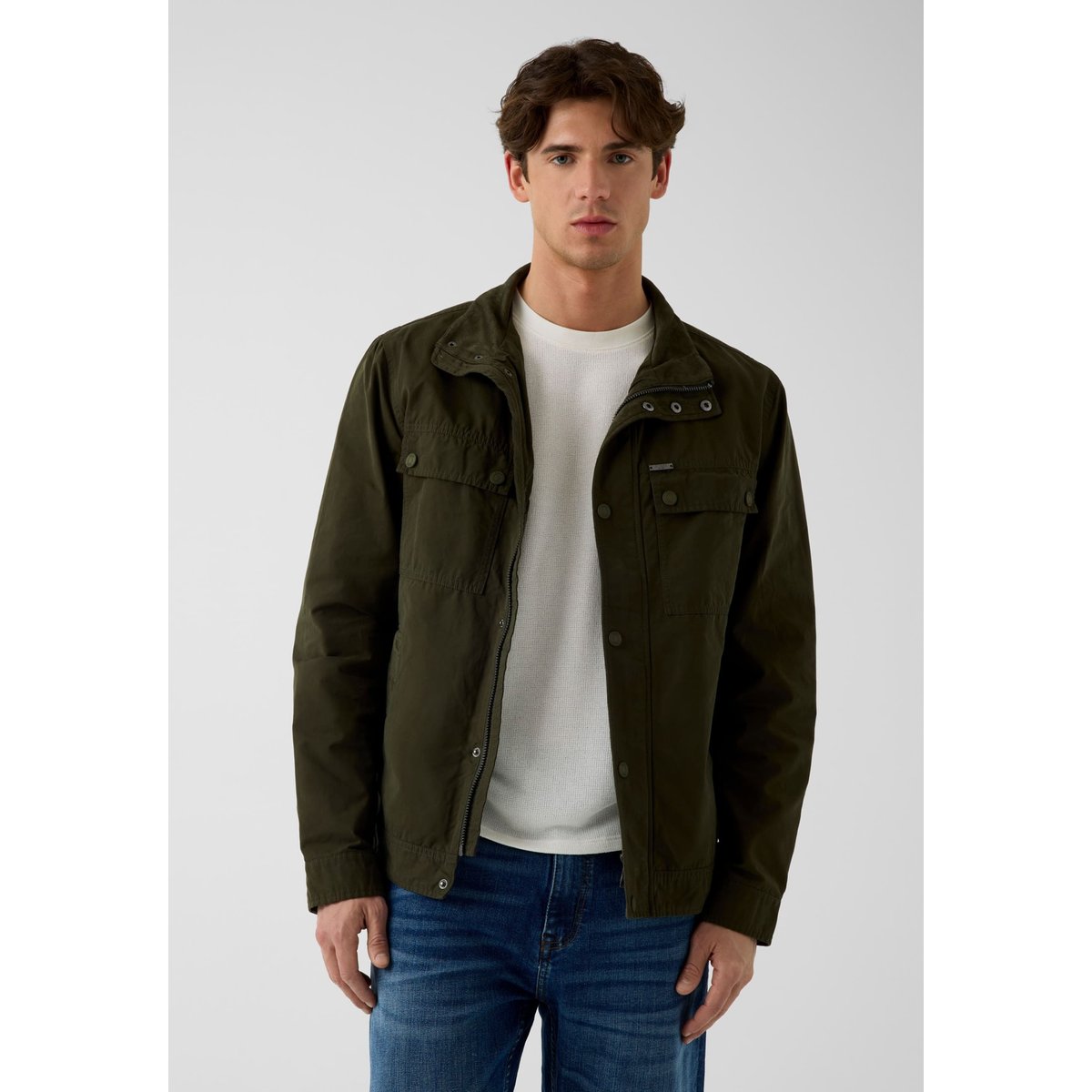 Veste À Col Montant vert foncé, GUESS