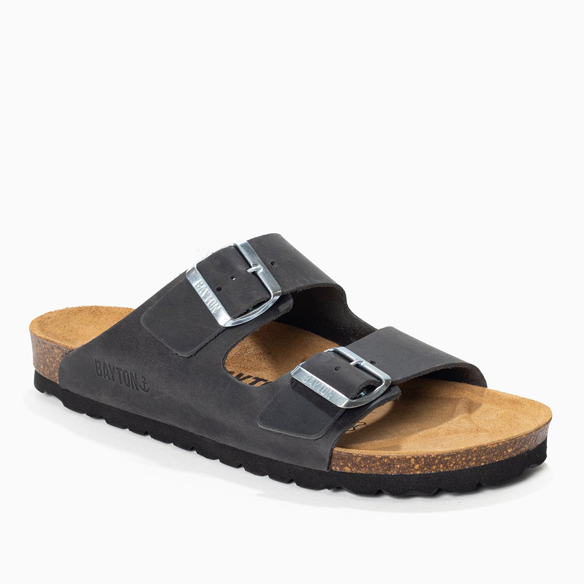 Sandales en cuir ATLAS gris foncé, BAYTON