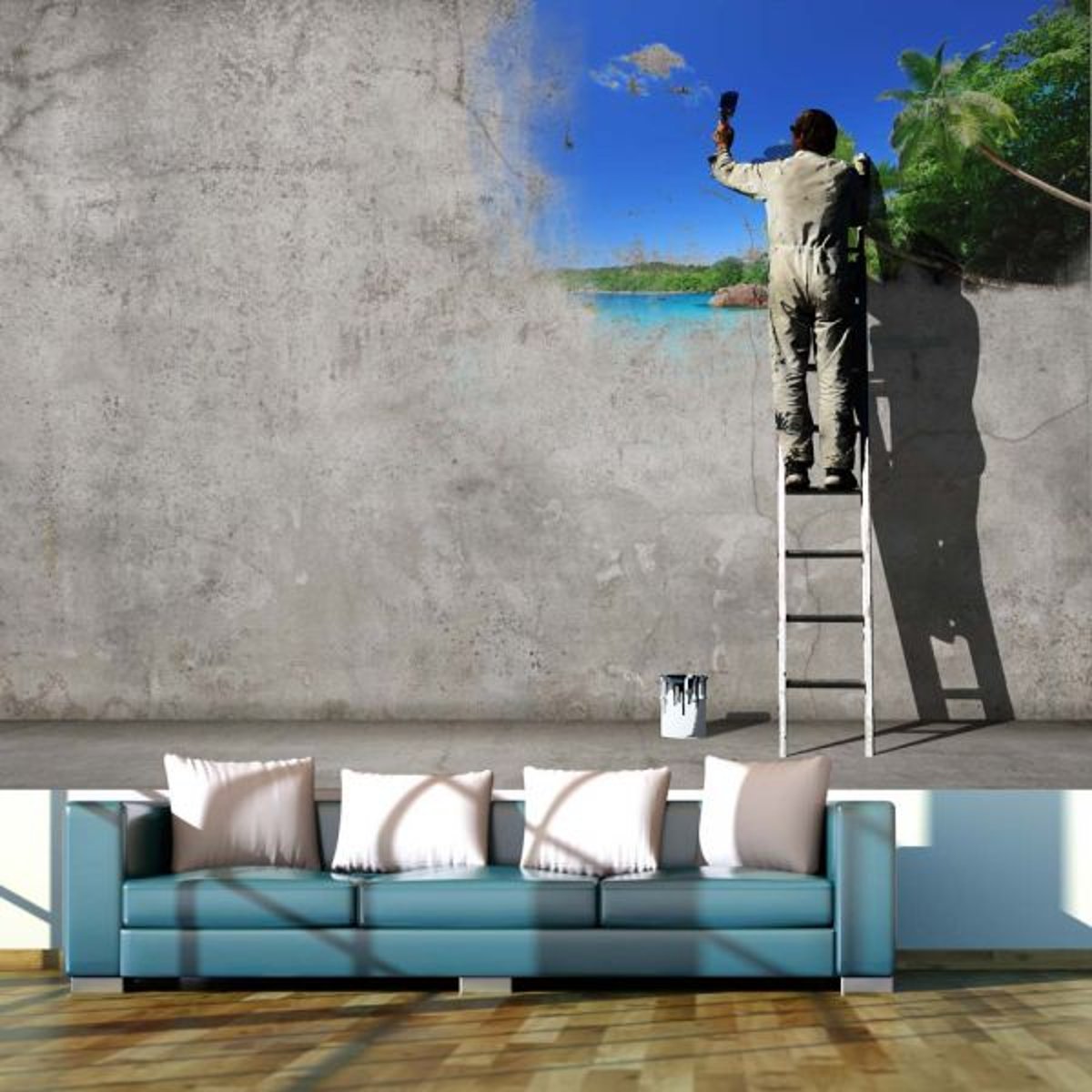 Papier peint intissé panoramique Street art Creative process vert, EDEN