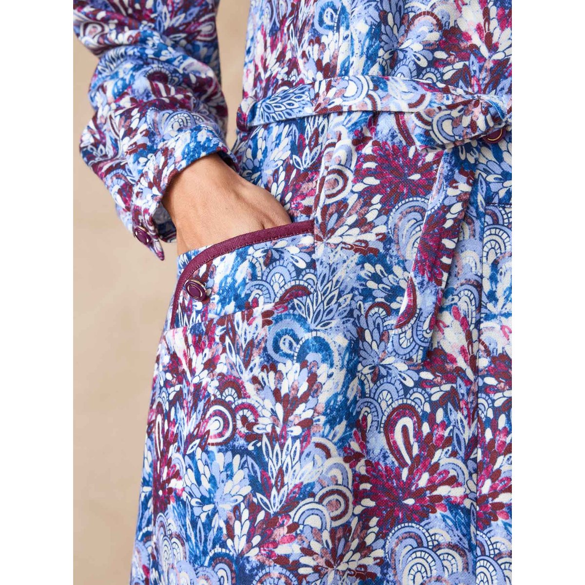 Robe élégante maille douce imprimé bleu, DAXON