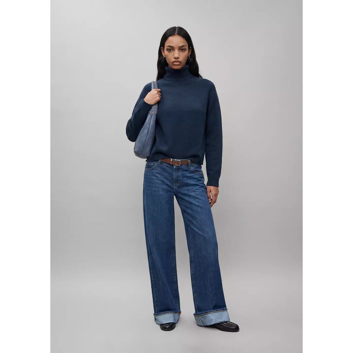 Pull-over à col roulé bleu marine, MANGO TEEN