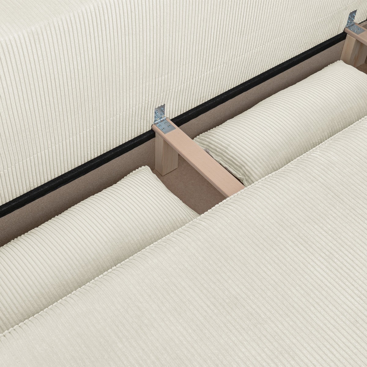 Canapé convertible 3 places en velours côtelé - BAYA beige, HOMIFAB