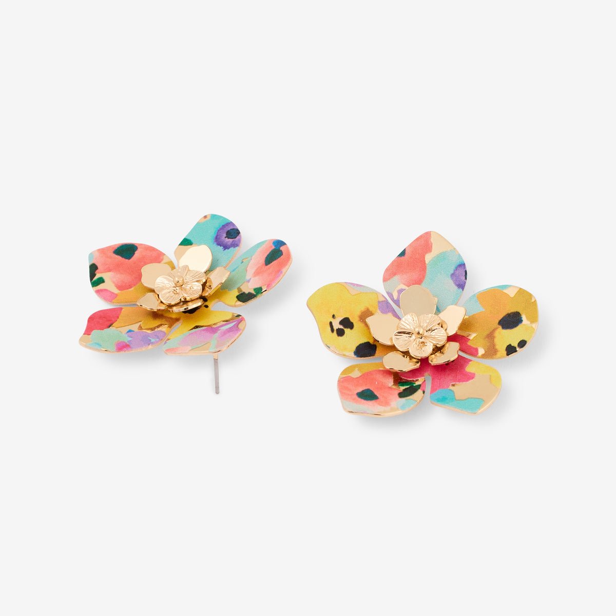Boucles d'oreilles fleurs Balagane imprimé fleurs multicolore, BALABOOSTE