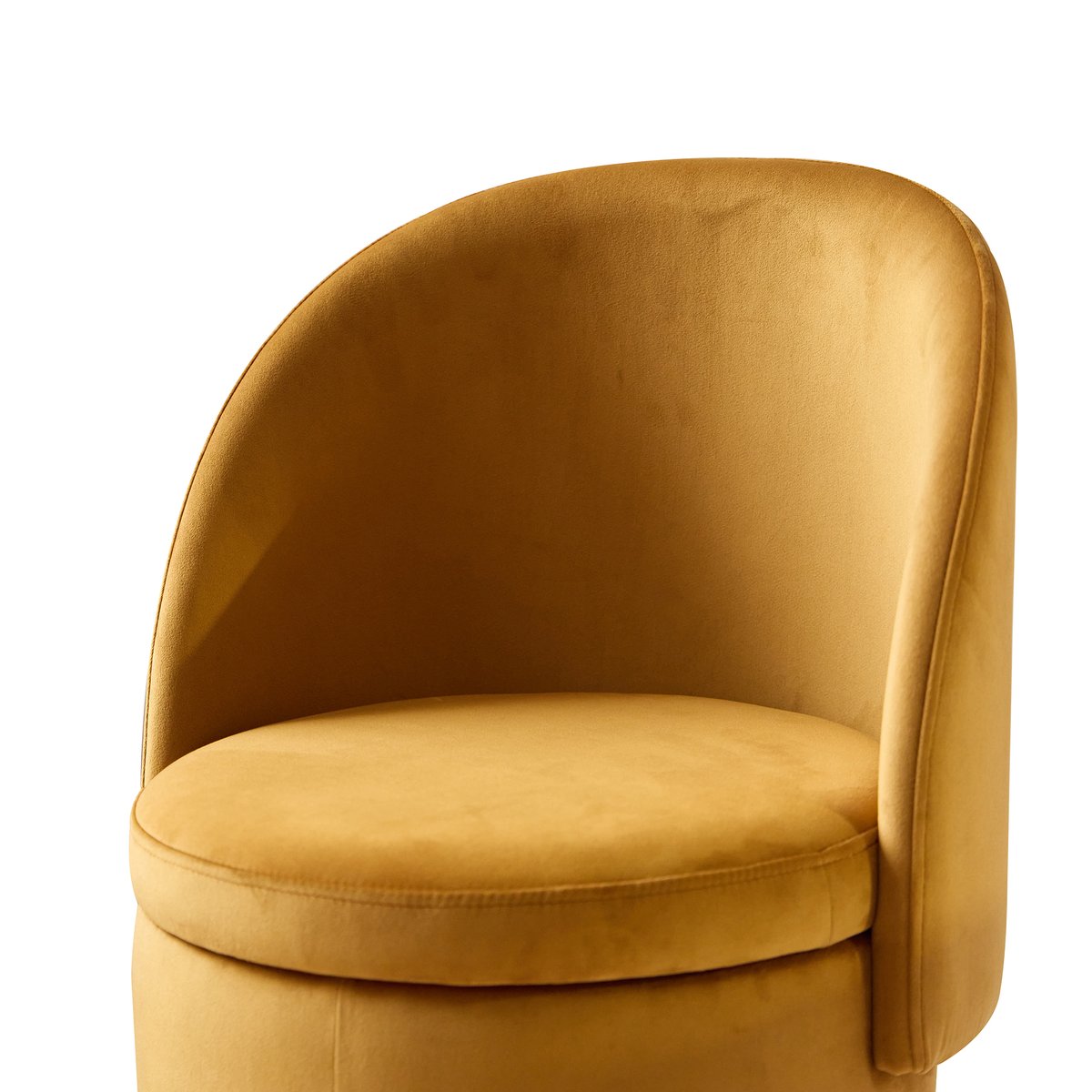 Pouf avec dossier et rangement, velours jaune moutarde, NORDLYS