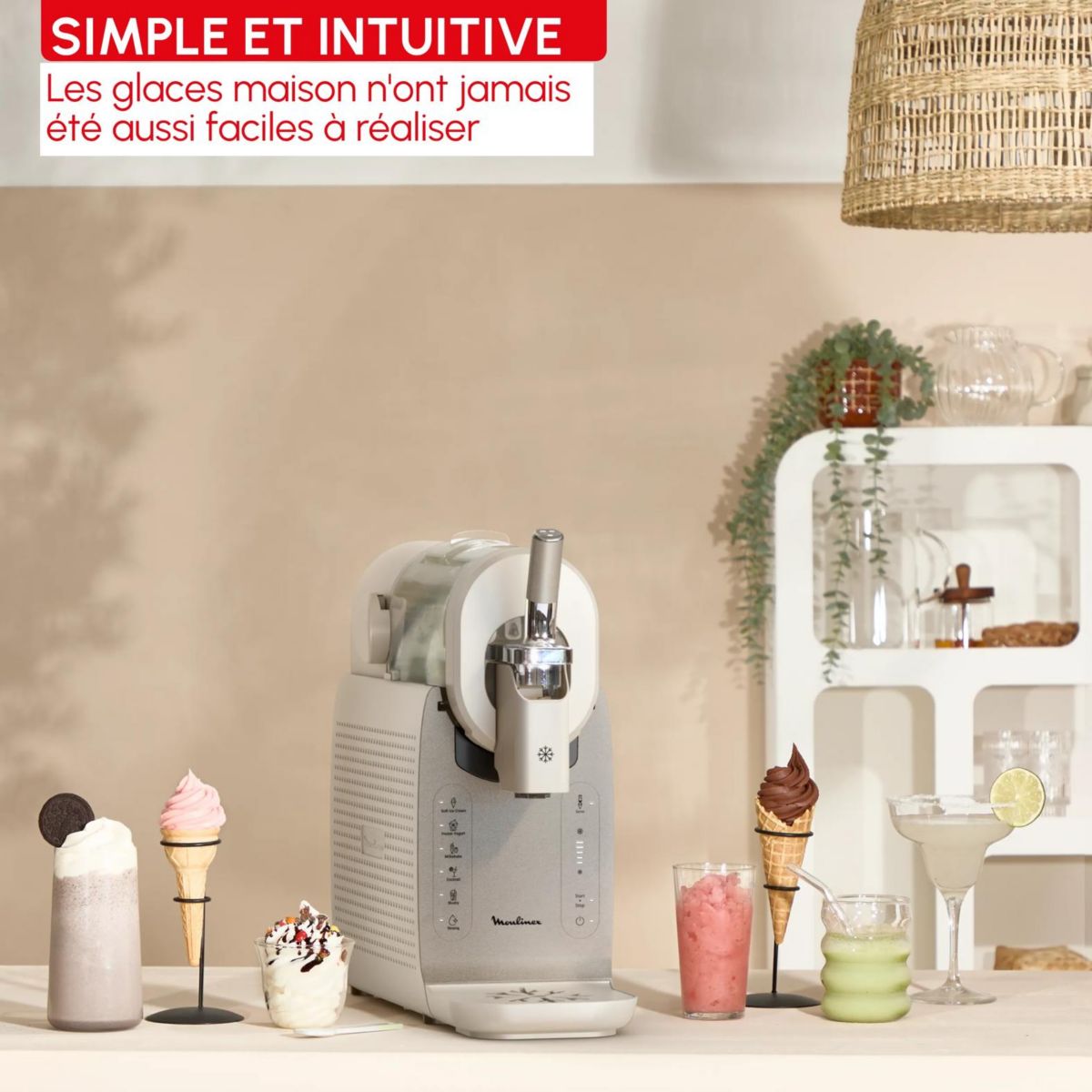 Sorbetière Freezi Machine à glaces MJ803AF0 couleur unique, MOULINEX