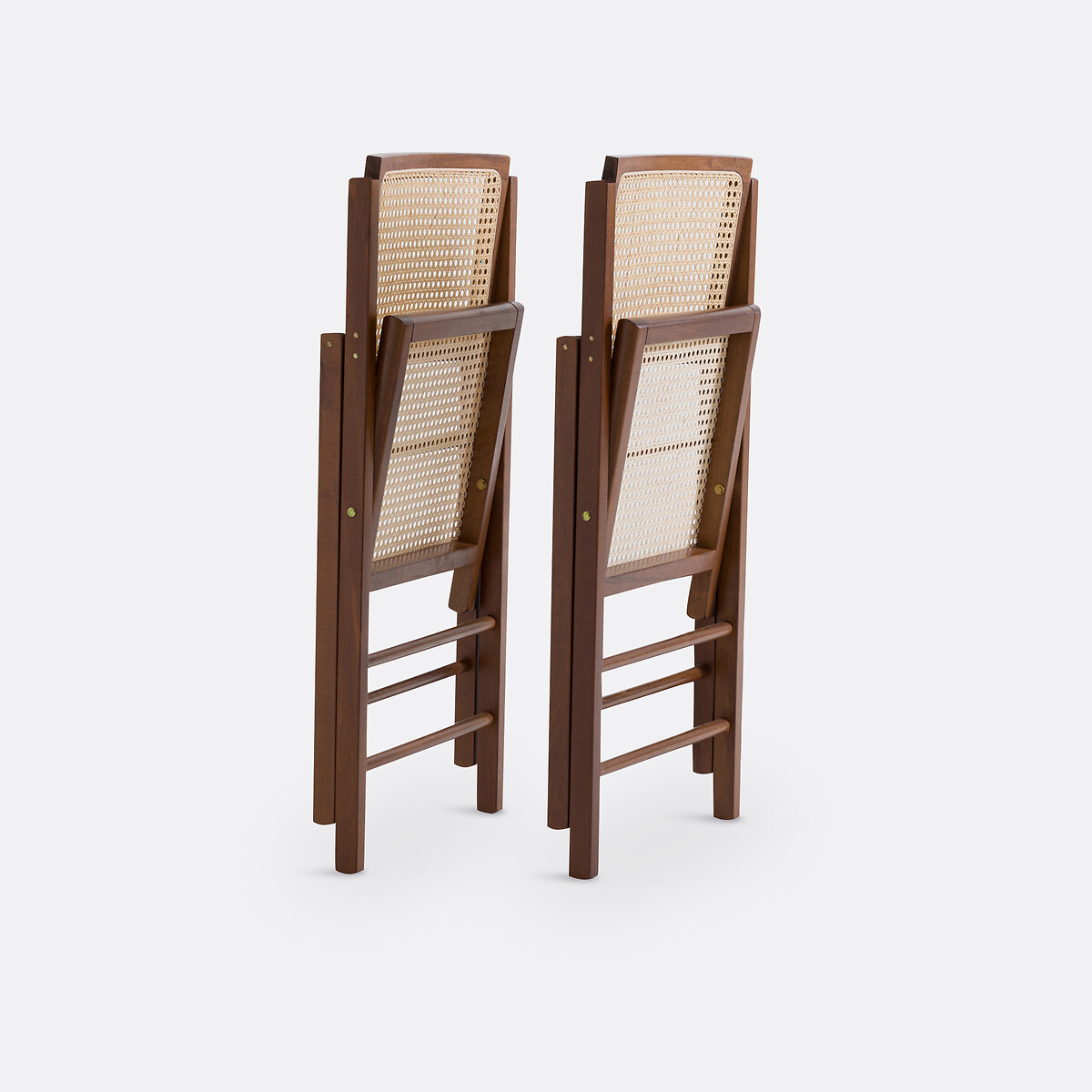 Lot de 2 chaises pliantes hêtre et cannage, Rivia noyer, LA REDOUTE INTERIEURS