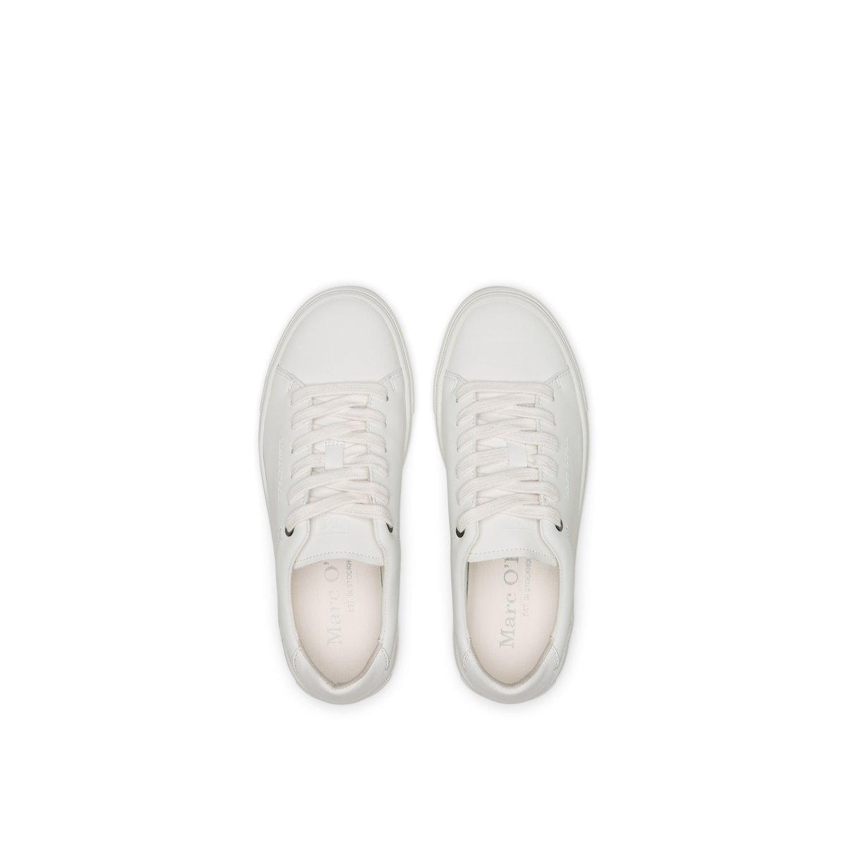 Baskets à semelles cuvette modèle Alfa en cuir nappa lisse blanc, MARC O'POLO