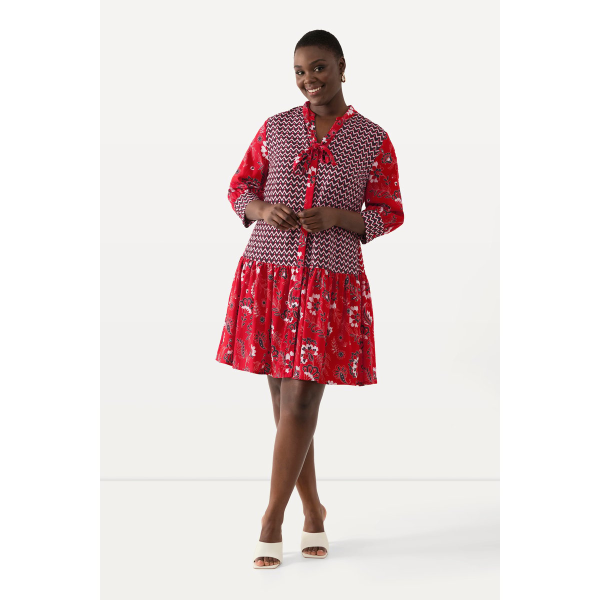 Blouse en lyocell, ruban à nouer, nœud salsa, ULLA POPKEN