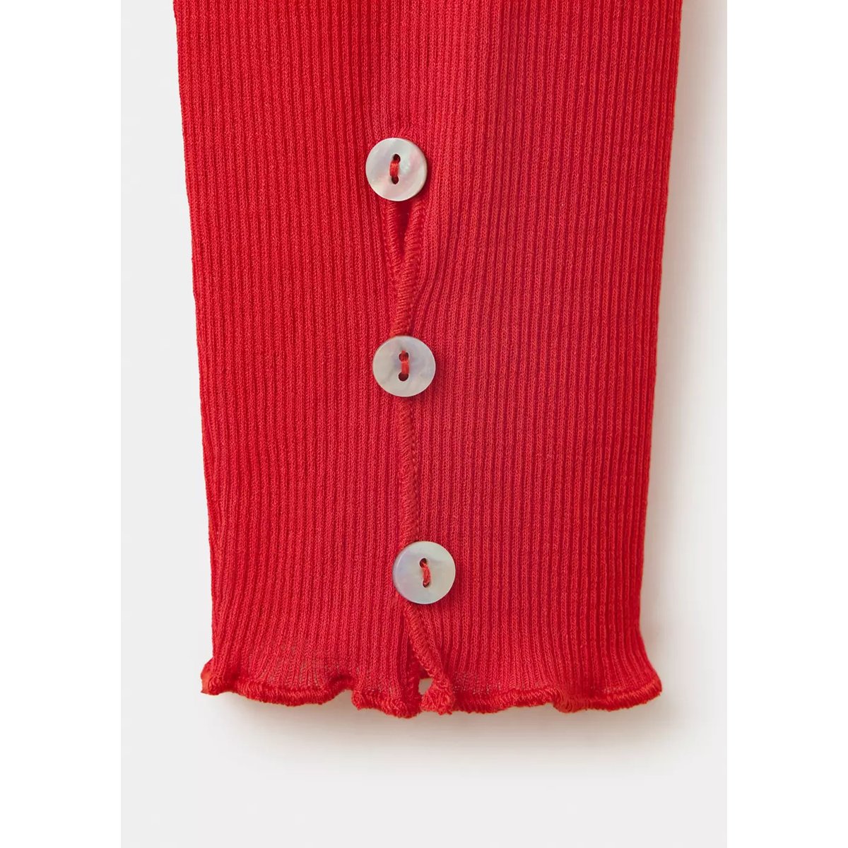 T-shirt côtelé boutons rouge, MANGO