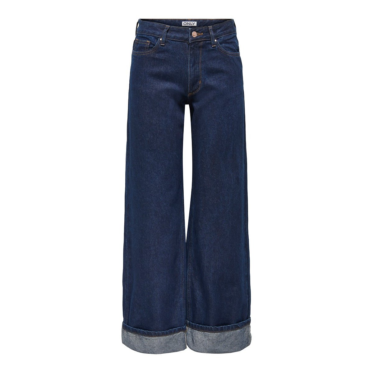 Jean large avec rebords dark blue denim, ONLY