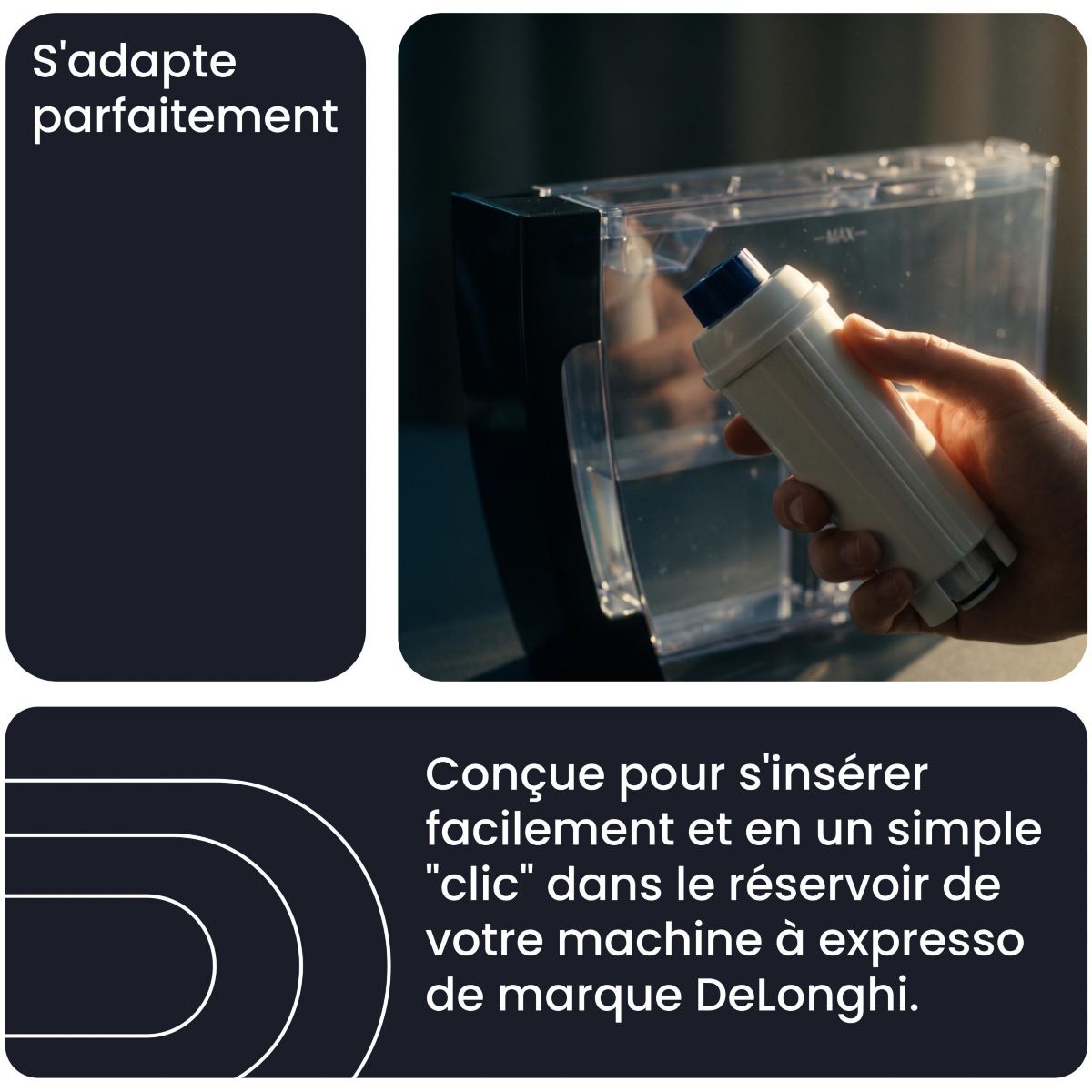 Cartouche filtrante pour expresso broyeur, compatible DeLonghi - Lot de 4 couleur unique, ESSENTIEL B