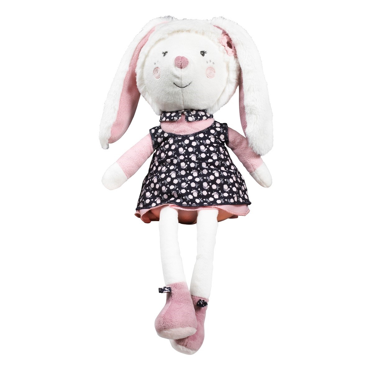 Doudou lapin grand modèle en velours blanc, SAUTHON