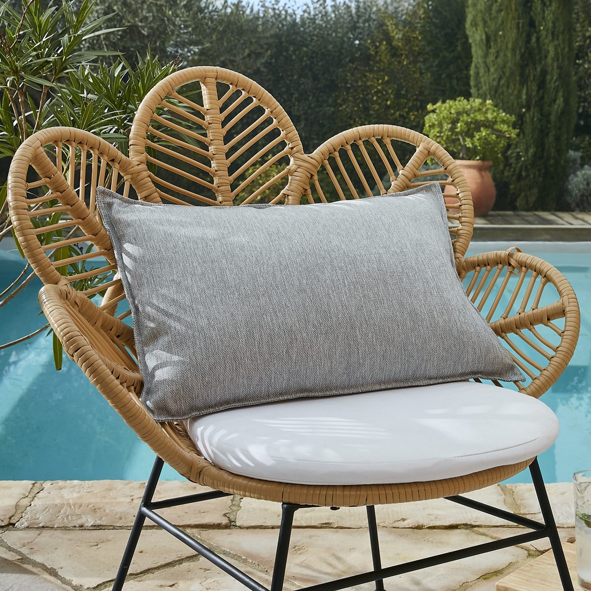 Housse de coussin extérieur 40x60 cm Polypropylène Galet galet, EDEN