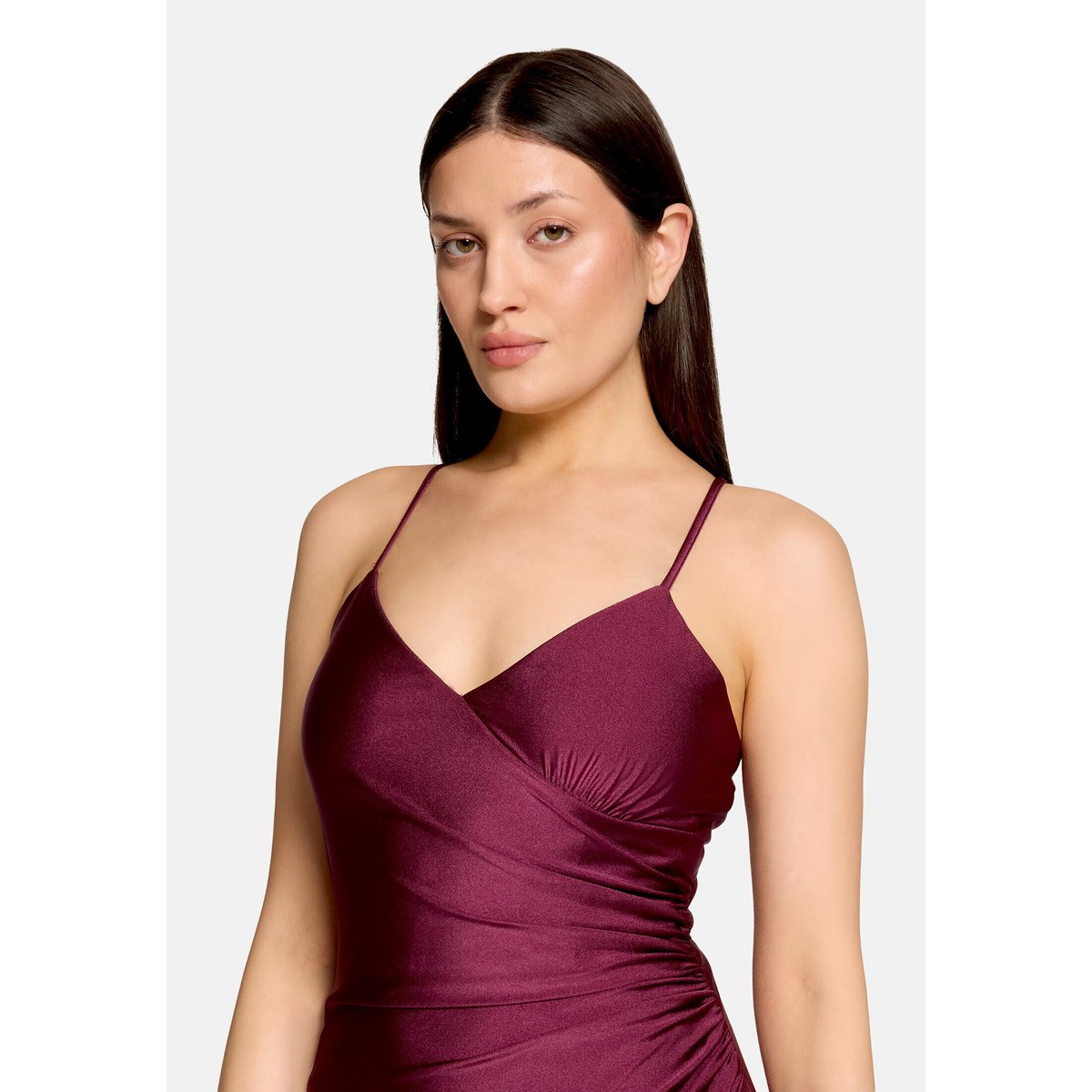 Robe de soirée à volant prune wine, VERA MONT