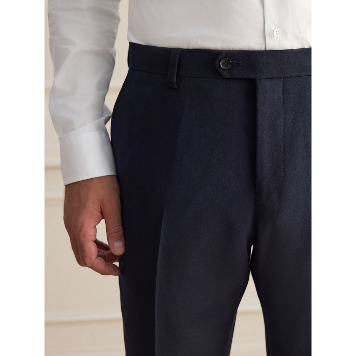 Pantalon de costume ajusté laine signature bleu marine, NEXT