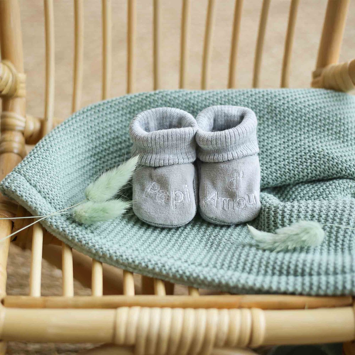 chaussons bébé avec broderie papi d'amour #d5d5d5, TROIS KILOS SEPT