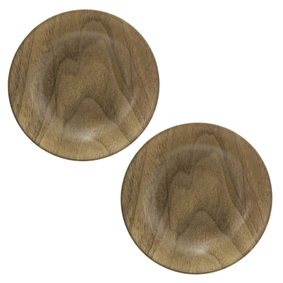 Lot de 2 assiettes creuses effet bois MOOD marron, TOILINUX