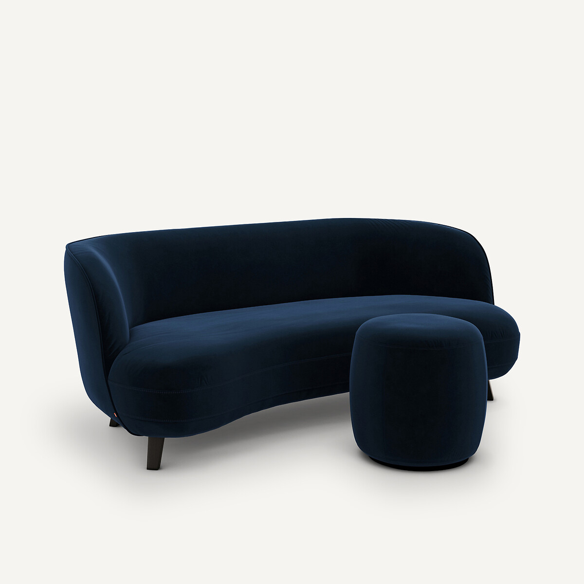 Canapé droit, 3 places, en velours, ROSEBURY bleu nuit, EMMANUEL GALLINA X AM.PM