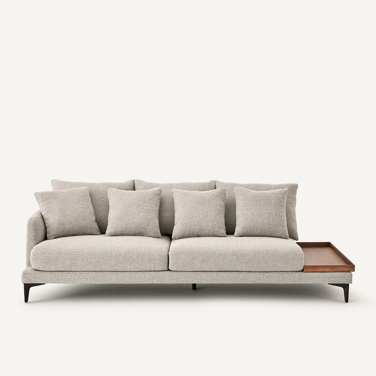 Demi-canapé avec plateau, en mélange texturé, MODERNISTE gris moyen, EMMANUEL GALLINA X AM.PM