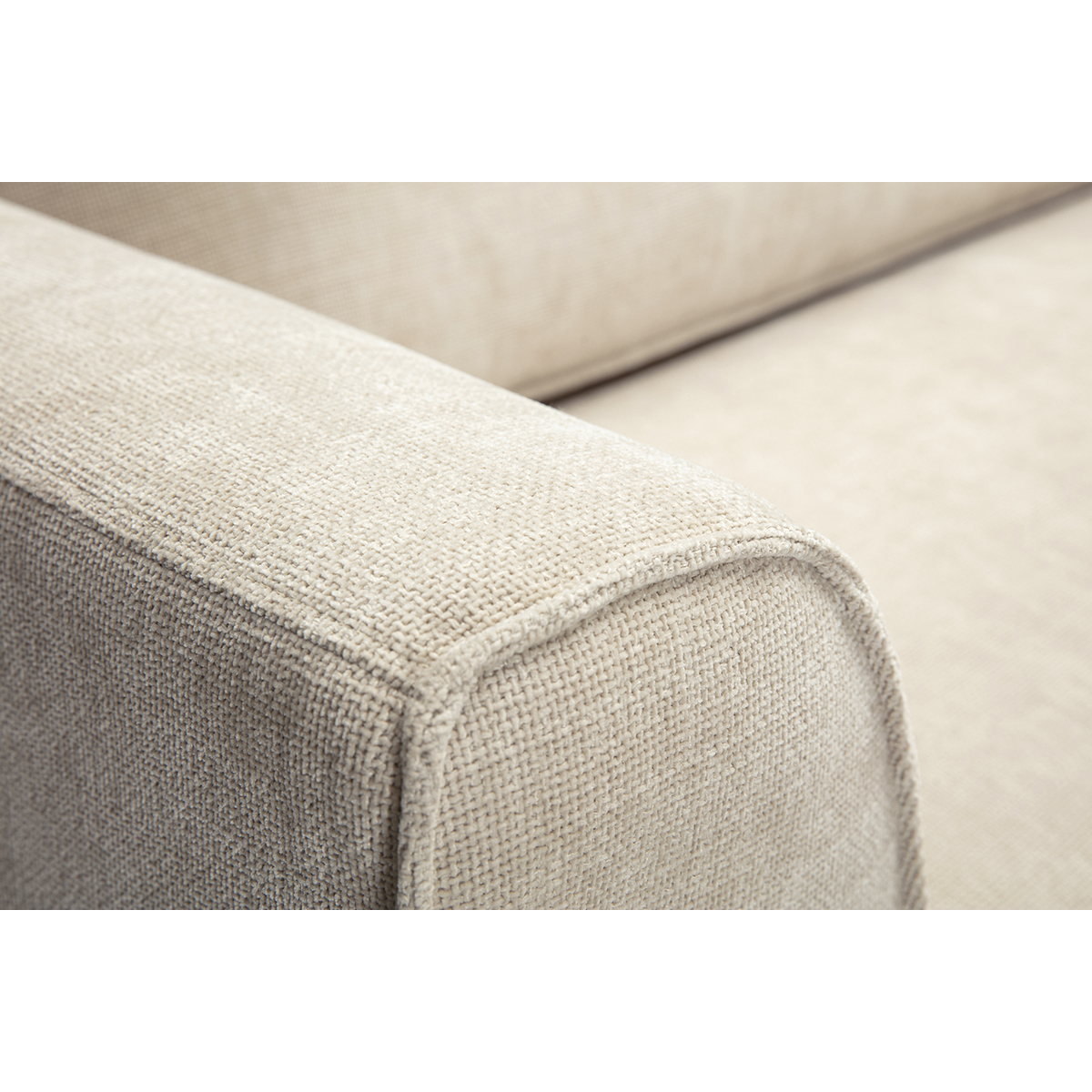 Canapé d'angle droit design en tissu effet velours texturé terre brûlée 3 places GRAMMY beige, MILIBOO