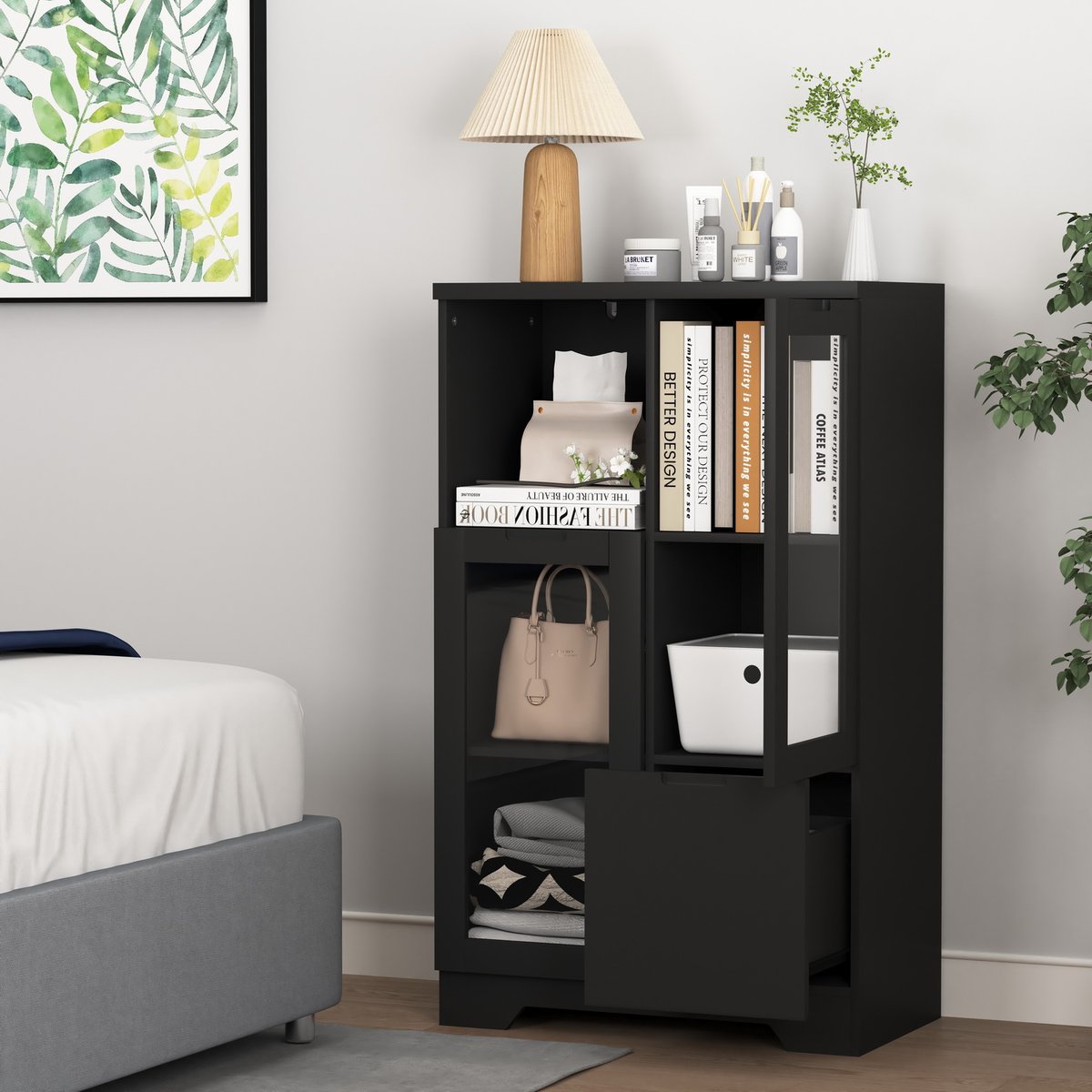 Armoire de rangement, BROOKLYN noir, MEUBLES COSY