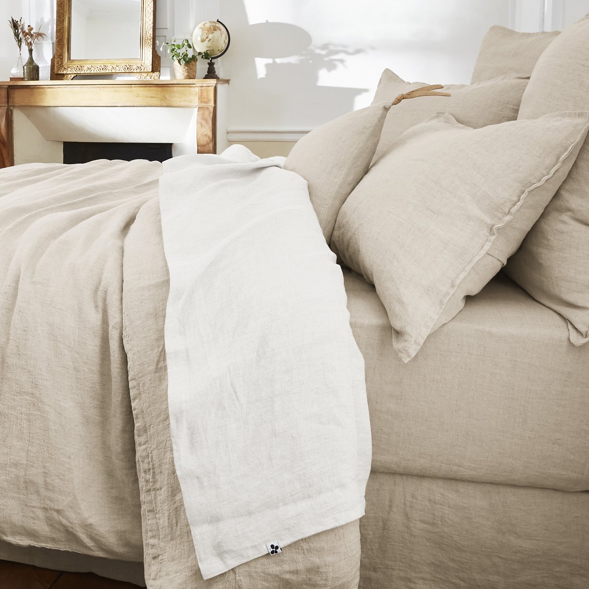 Drap plat lin lavé collection Soline anthracite, EDEN