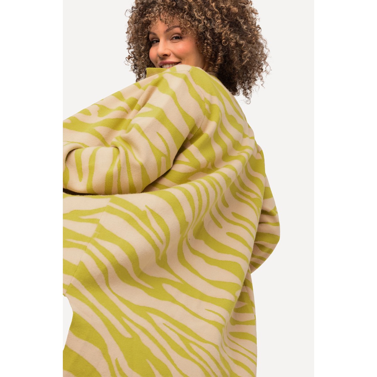 Cardigan à col chemise et poches poitrine vert jaune, ULLA POPKEN