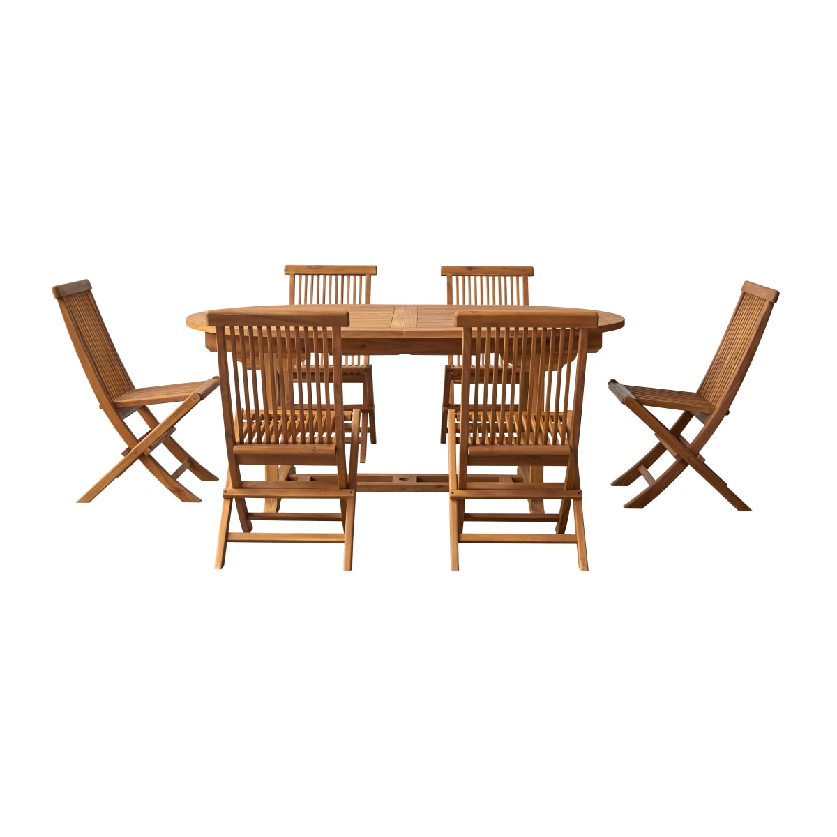 Ensemble table et chaises de jardin en Acacia massif, CAPRI marron, TIKAMOON