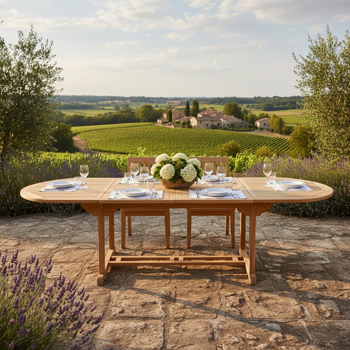 Table extensible ovale teck massif 12 places Florence naturel, TECK ATTITUDE