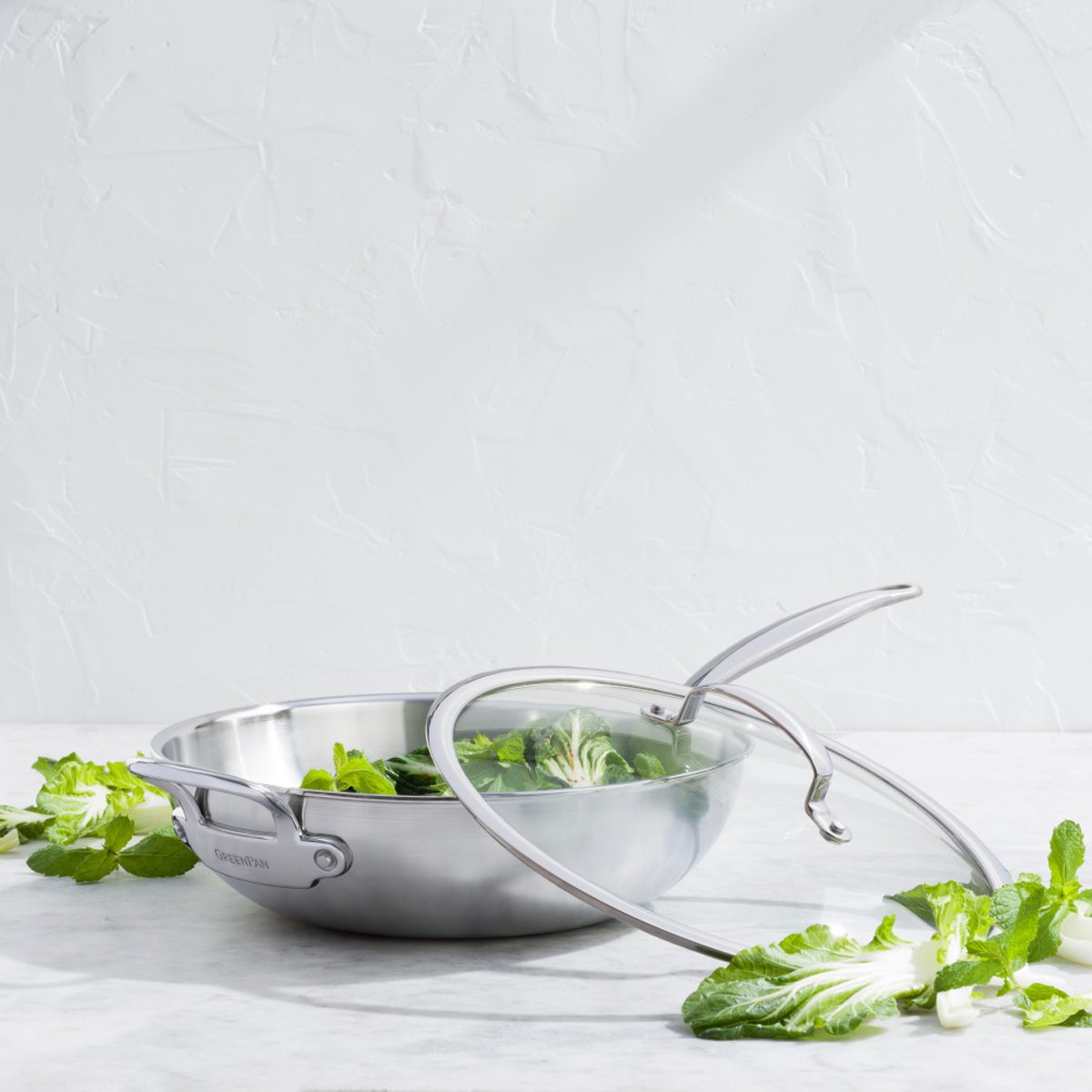 Wok 30 cm inox 5ply -Première 5ply argent / métallique, GREENPAN