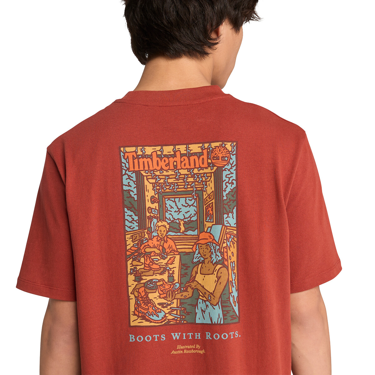 Short sleeve t-shirt with back print red, TIMBERLAND