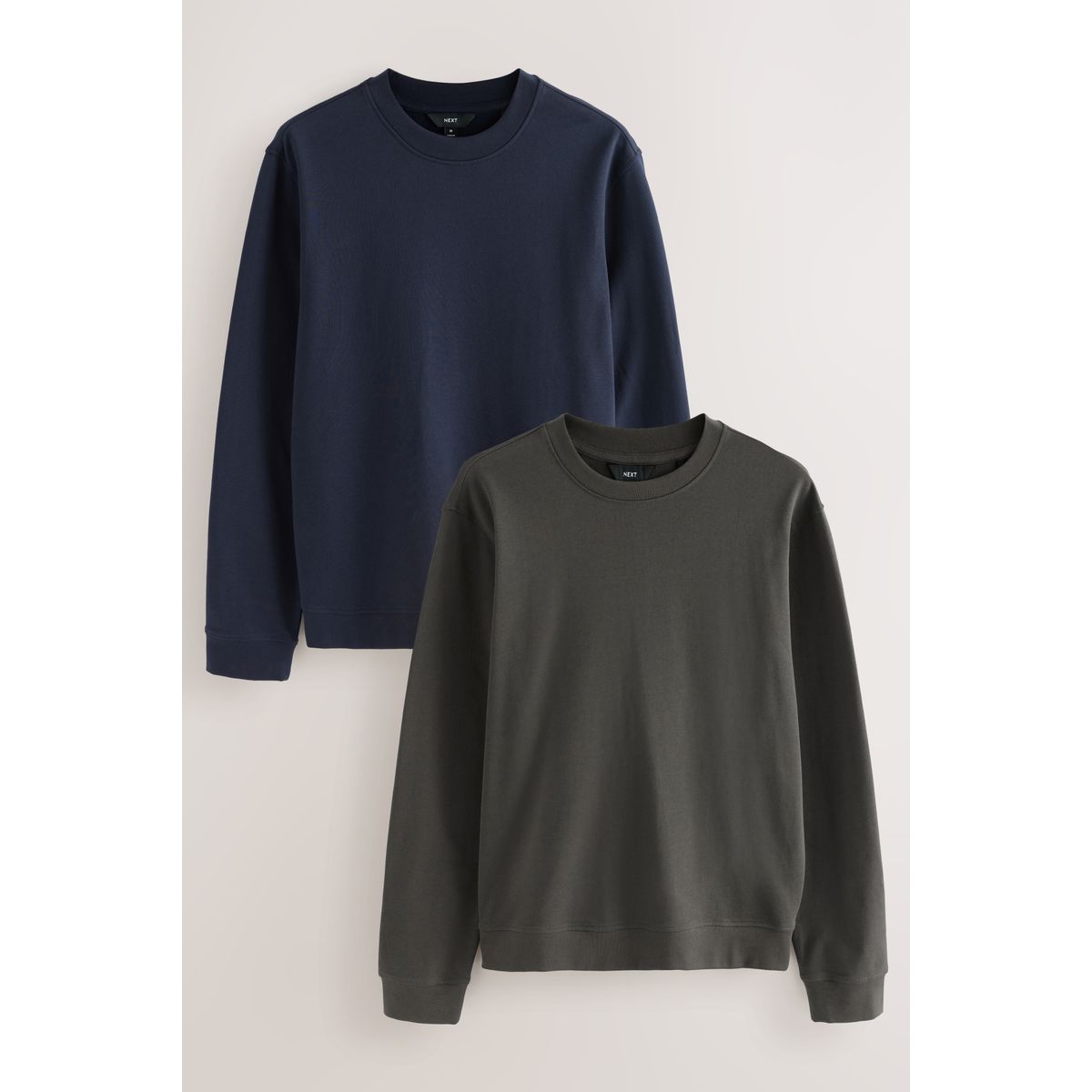 Sweat col rond léger, lot de 2 bleu marine/anthracite, NEXT