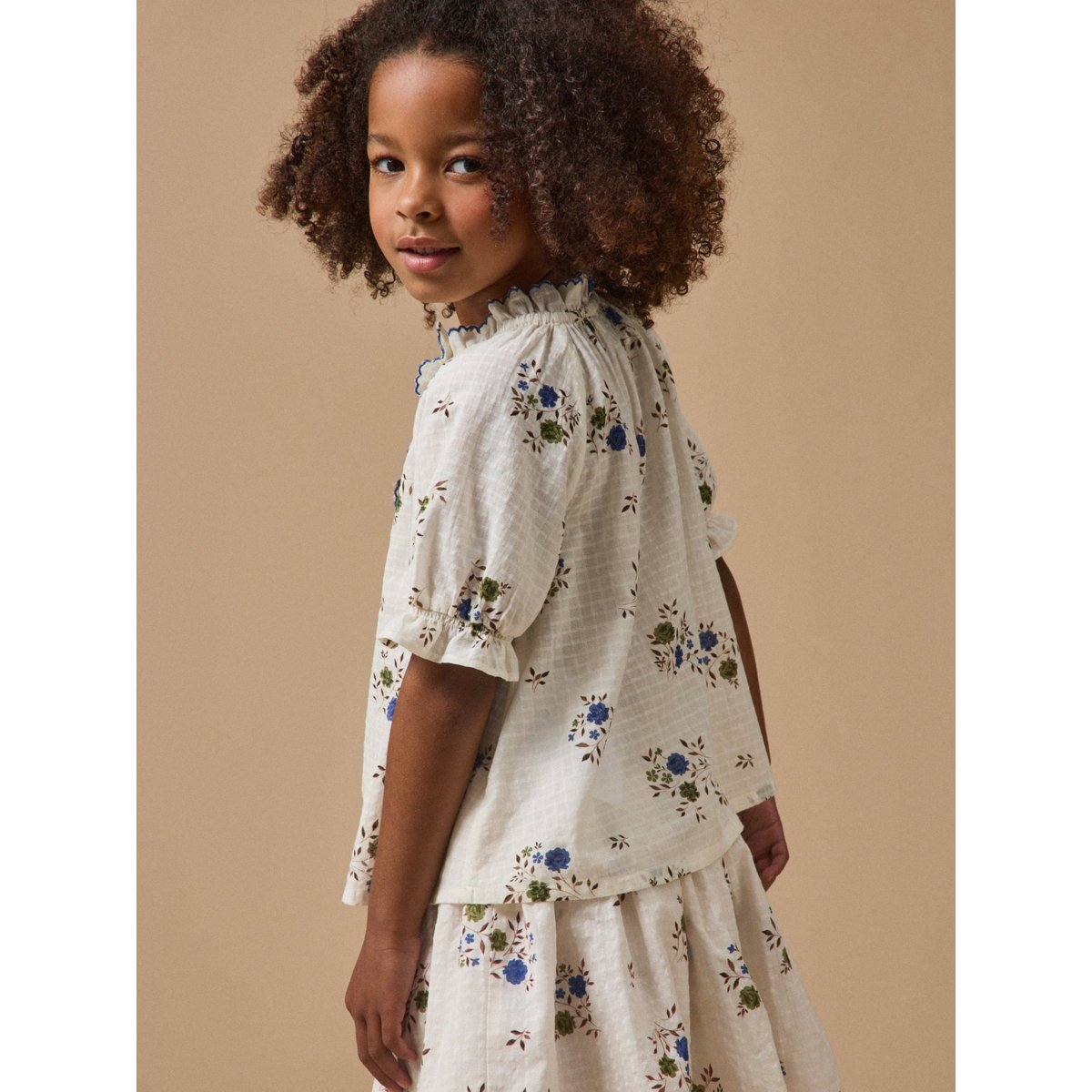 Blouse coton dobby imprimée imprimé rosa blue, CYRILLUS
