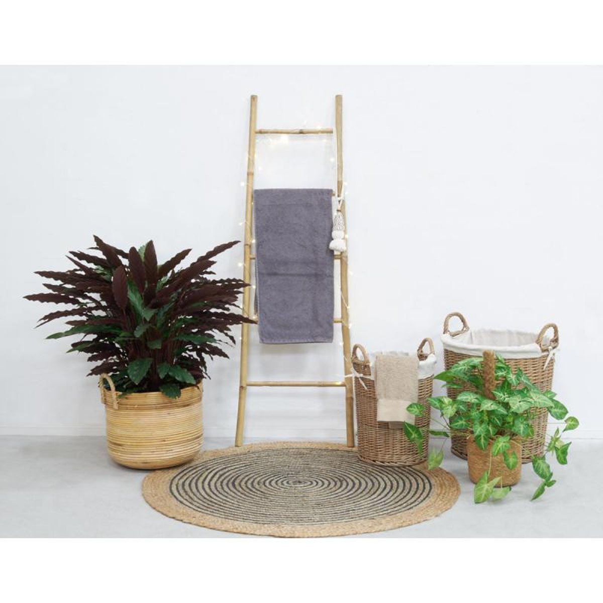 Cache-pot en poelet et corde Diam 29 cm couleur unique, AUBRY GASPARD
