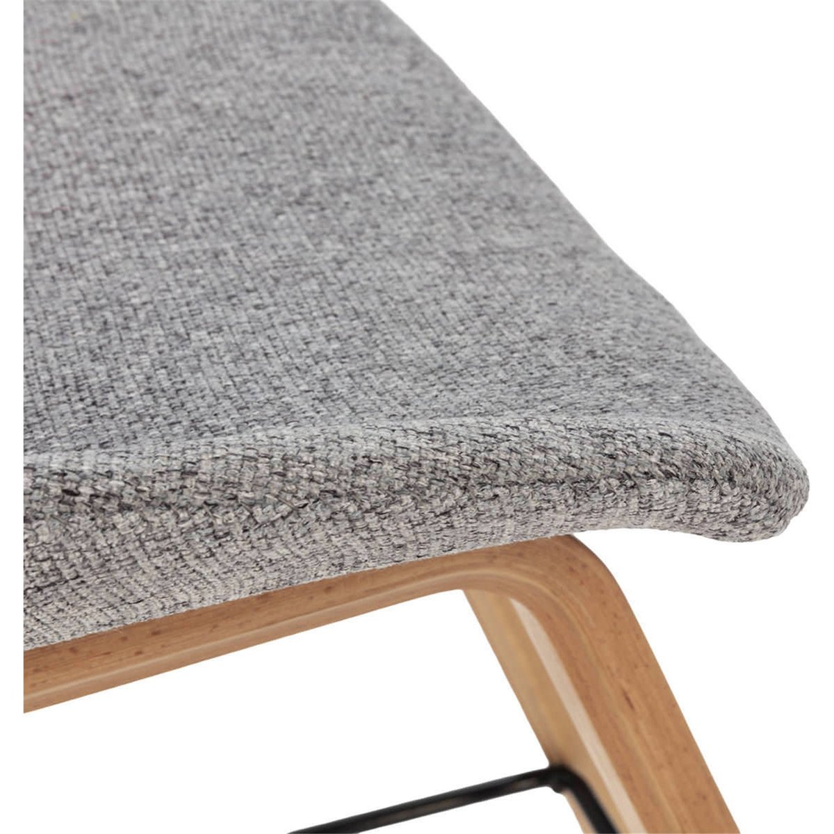 Tabouret haut en hêtre et tissu naturel et gris, RECOLLECTION