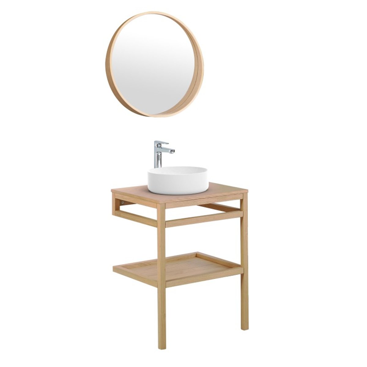 Meuble simple +vasque +miroir HOPP bois clair, MOB IN