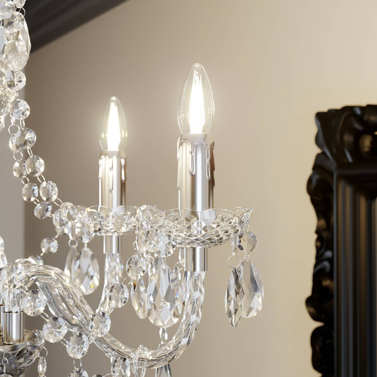Lustre antique, Merida clair, chrome, LINDBY