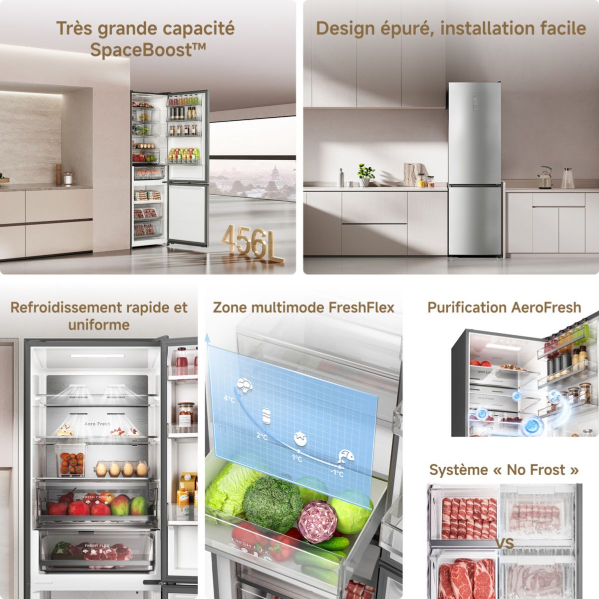 Réfrigérateur combiné Mega Pro 456L-C Dark Grey couleur unique, DREAME