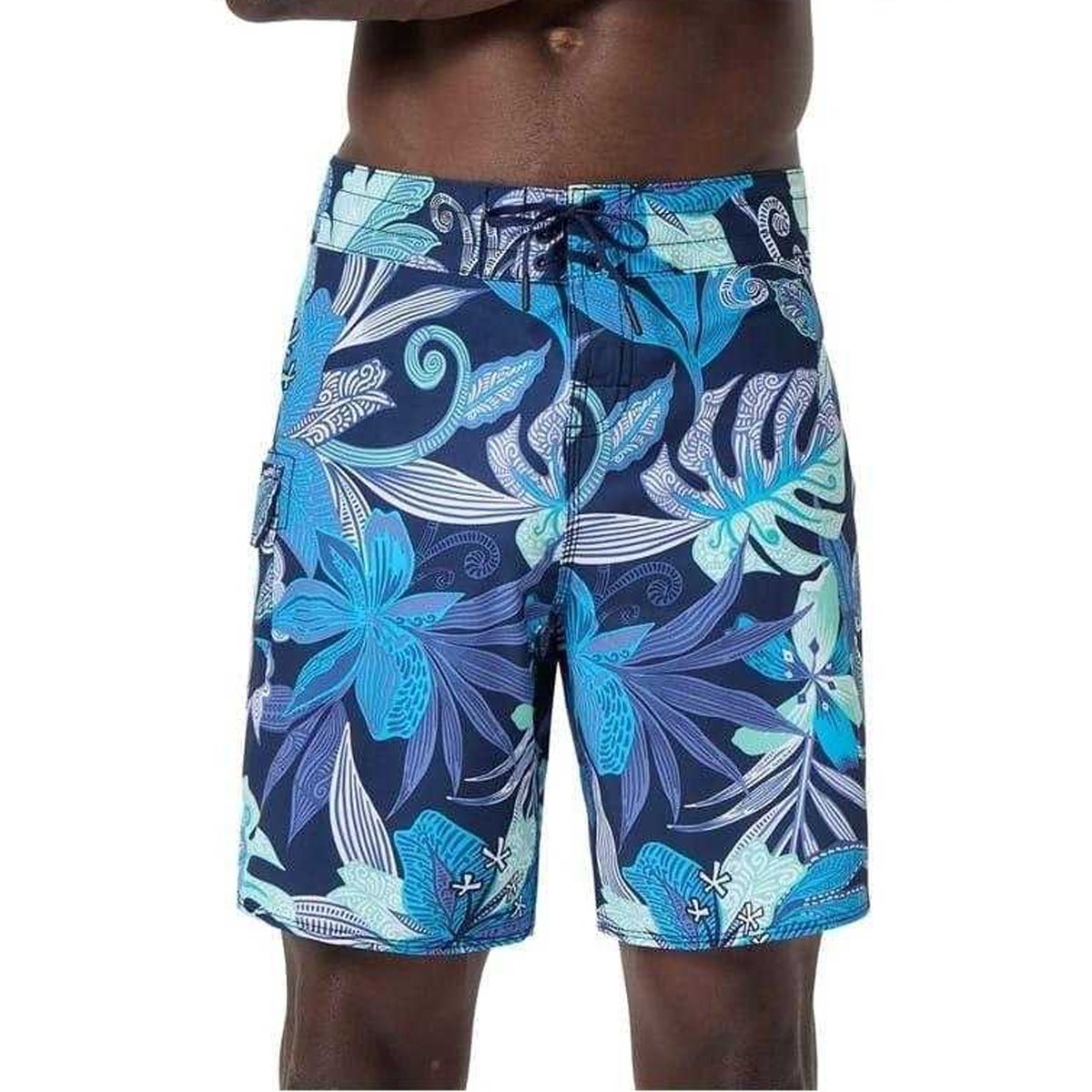 Boardshort à taille élastiquée motif/style floral bleu, SPEEDO