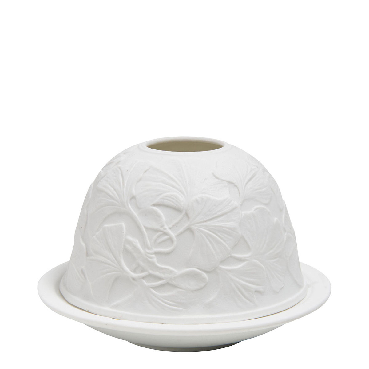 Photophore lithophanie Feuillage porcelaine blanc, MATHILDE M