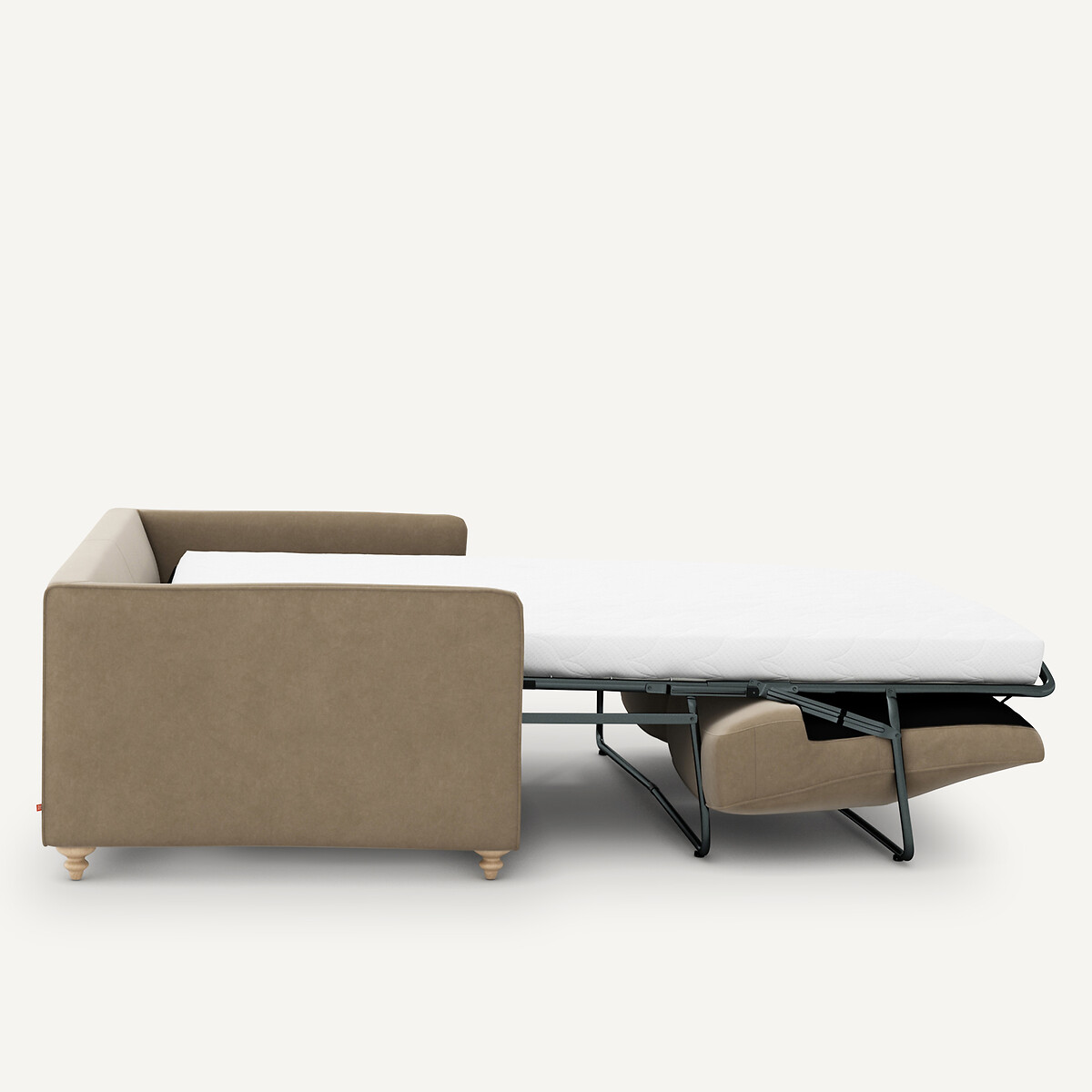 Canapé compact convertible velours, Lazare beige cendré, AM.PM
