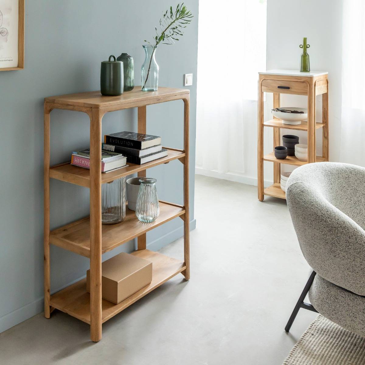 Etagère en bois de manguier EMYR bois clair, MADE IN MEUBLES