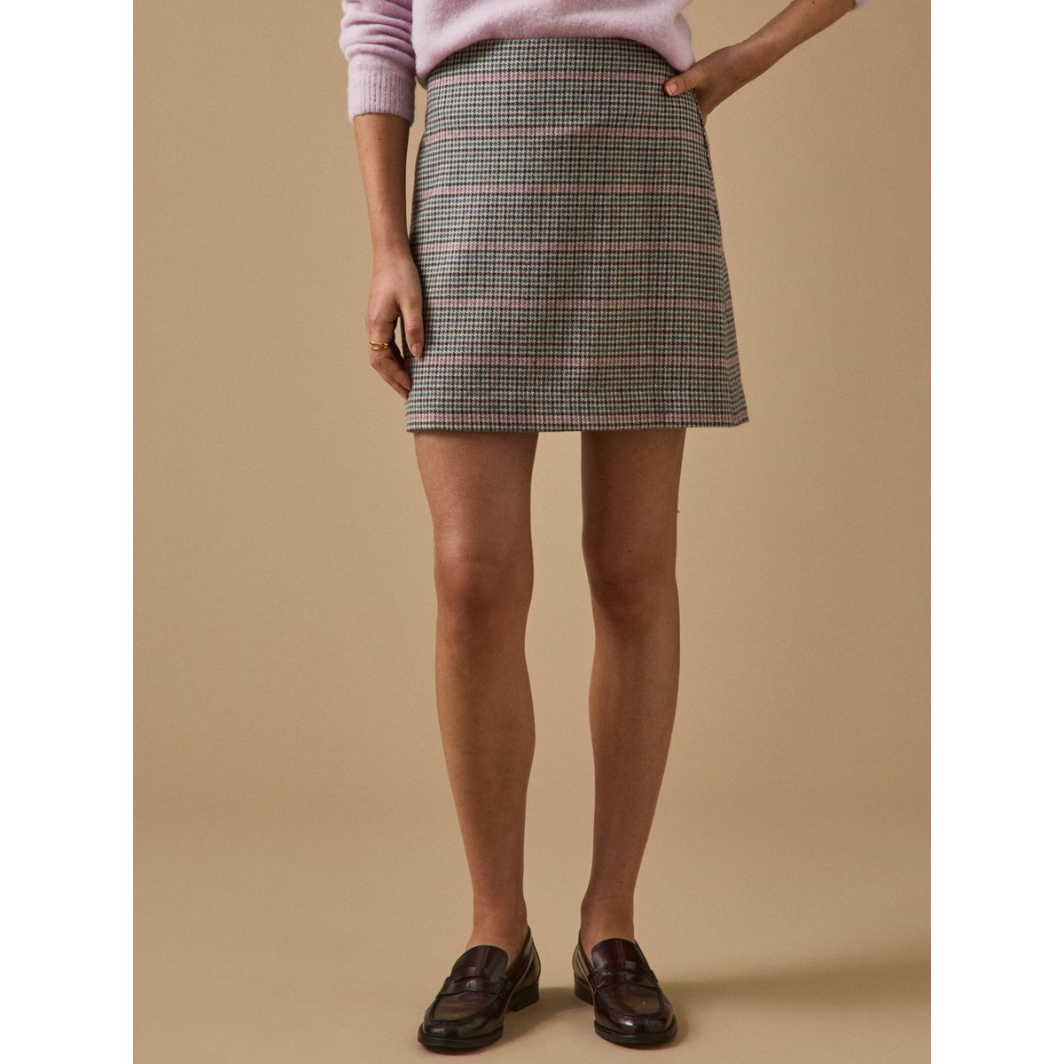 Jupe courte lainage pied-de-poule pied de poule, CYRILLUS