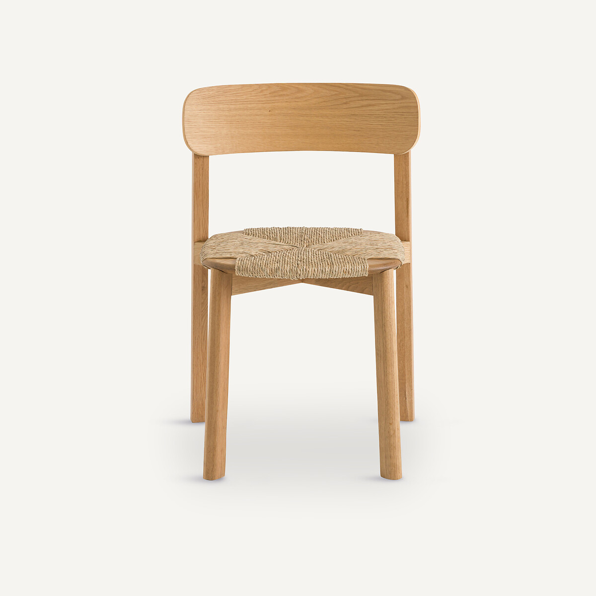 Stapelstoel, eiken, fineer en stro, Batignolles, ontwerp Emmanuel Gallina naturel eikenhout, AM.PM X EMMANUEL GALLINA