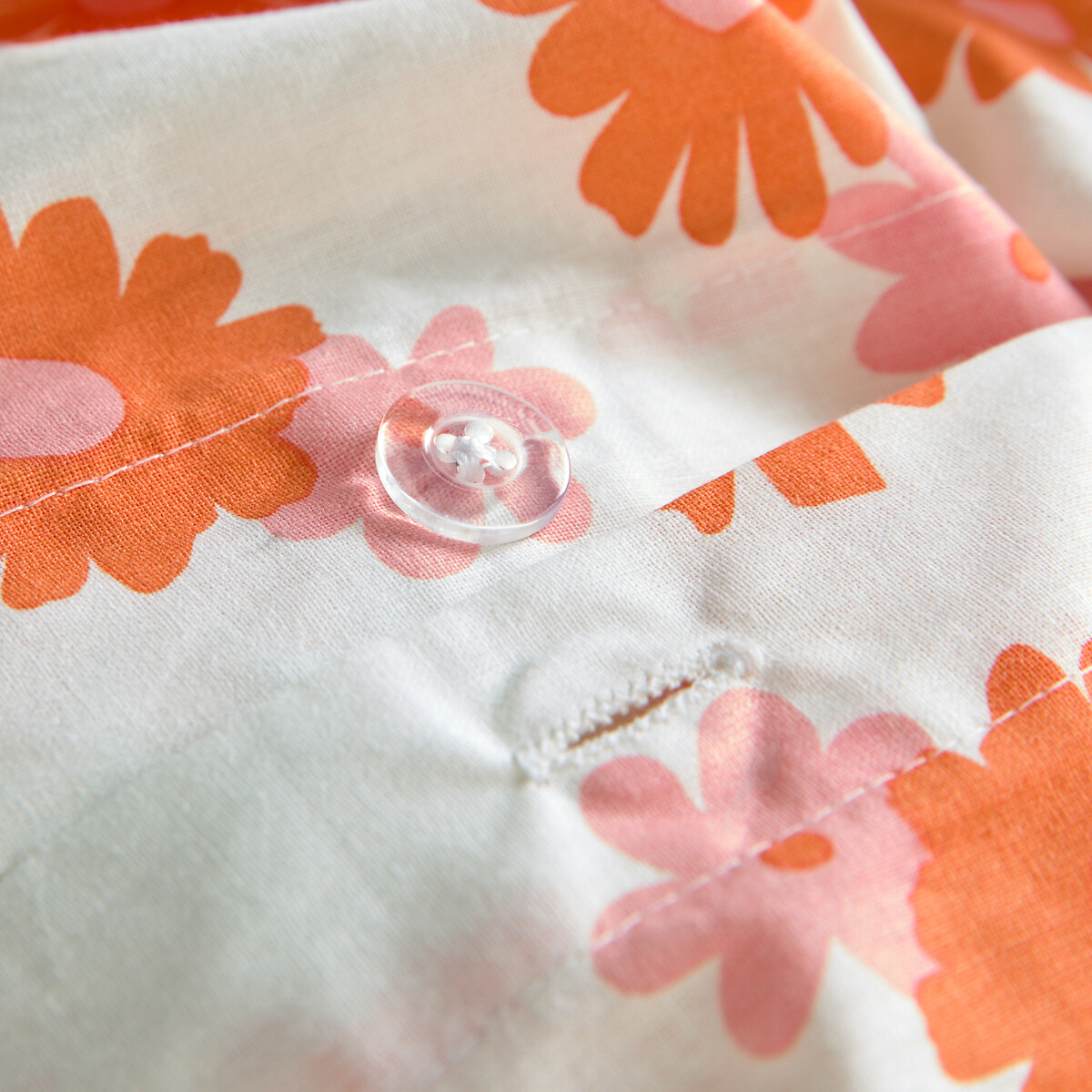 Marguerites 50% Recycled Cotton Child's Duvet Cover Set with Rectangular Pillowcase orange/pink, LA REDOUTE INTERIEURS