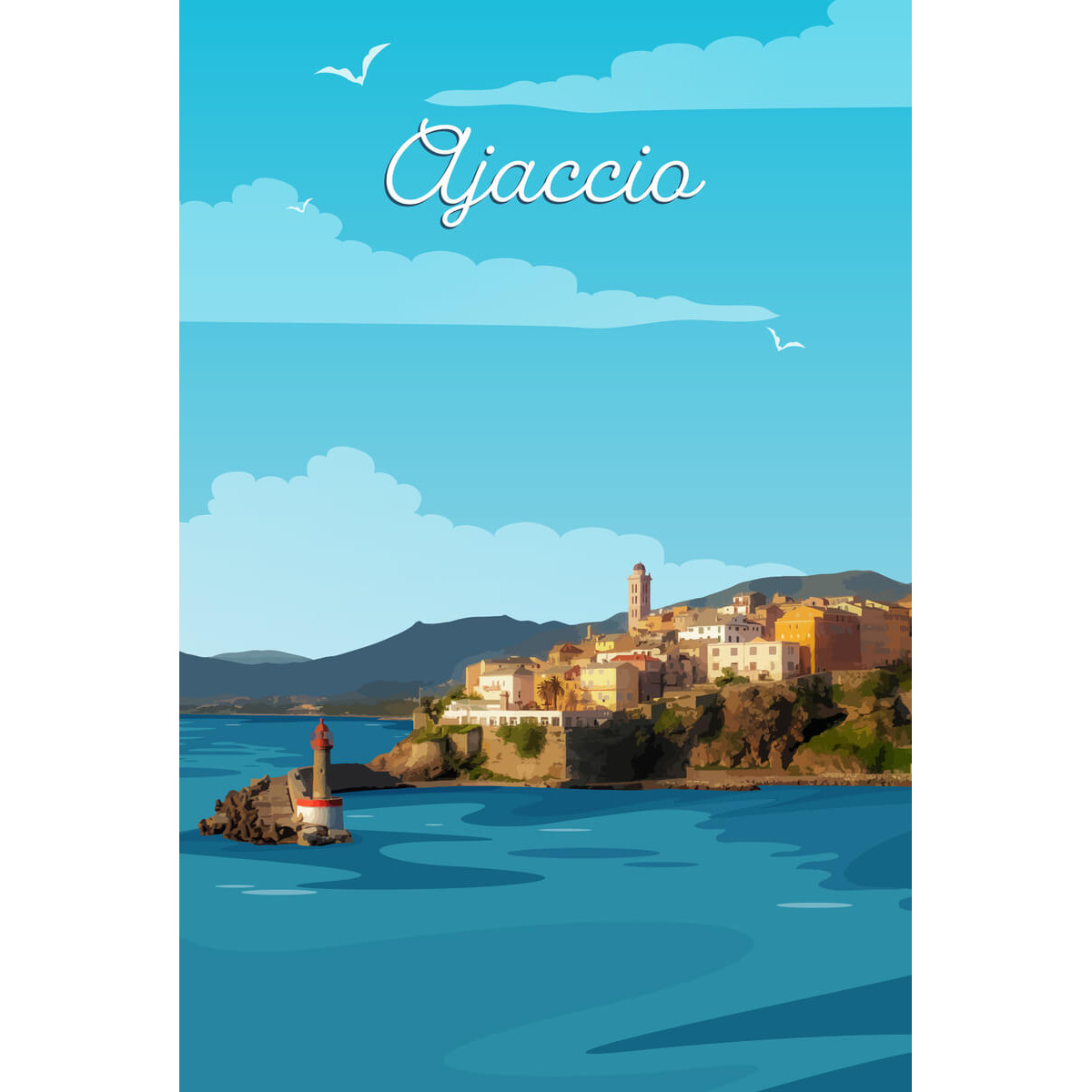 Tableau Mural Ajaccio ILLUSTRATION tableaux sur toile-bleu, CEANOTHE