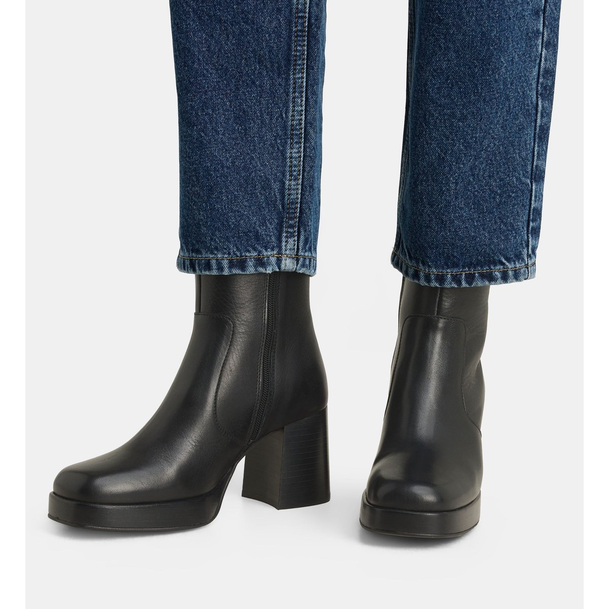 Bottines à plateforme celma cuir noir, GALERIES LAFAYETTE